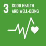 The Logo of the third Sustainable Development Goal "Good health and well-being". It shows a heartbeat in front of a green background.